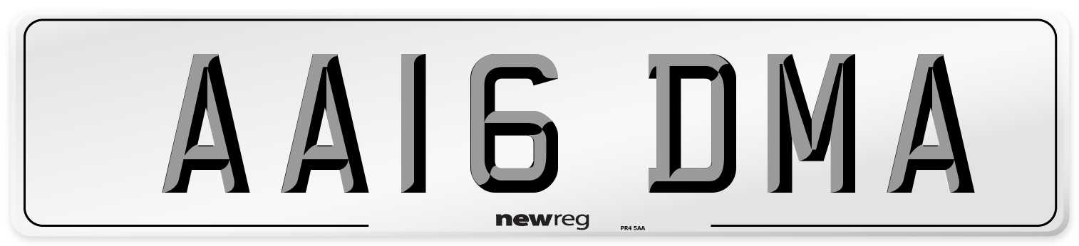 AA16 DMA Number Plate from New Reg